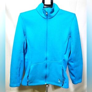 Spyder Women's Blue Ski Jacket with High Collar and Slim Fit-Size XL
